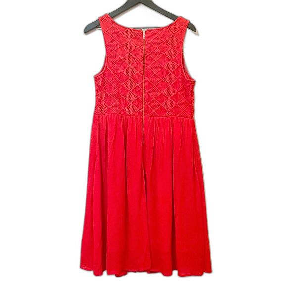 Torrid Red Coral Sleeveless Crochet Lace Fit Flare Dress Size 12 - Picture 2 of 11